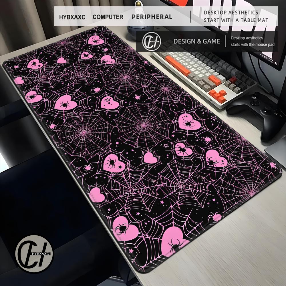The Office Tech - 90x40 Wit of Roze Spinnenweb Hartjes