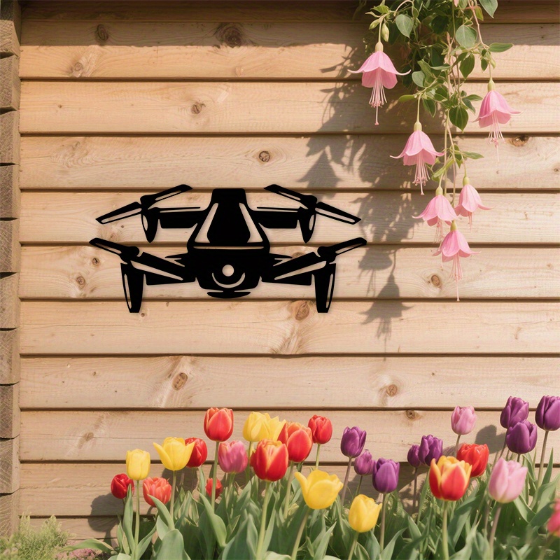 The Office Tech - Moderne drone-silhouet aluminium wanddecoratie 12x16 waterdicht