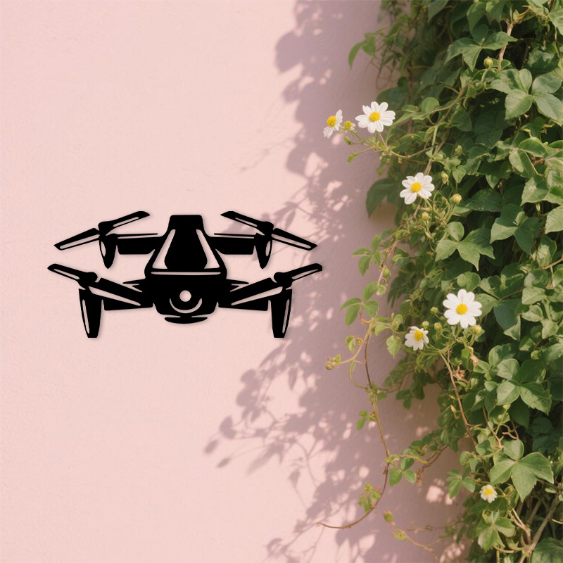 Tech Office Wall - 2D platte drone silhouet metalen wanddecoratie,