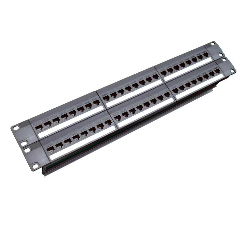 Patch Panel Cat6 - 19in 2U Kast Pass-Through 48 Poort